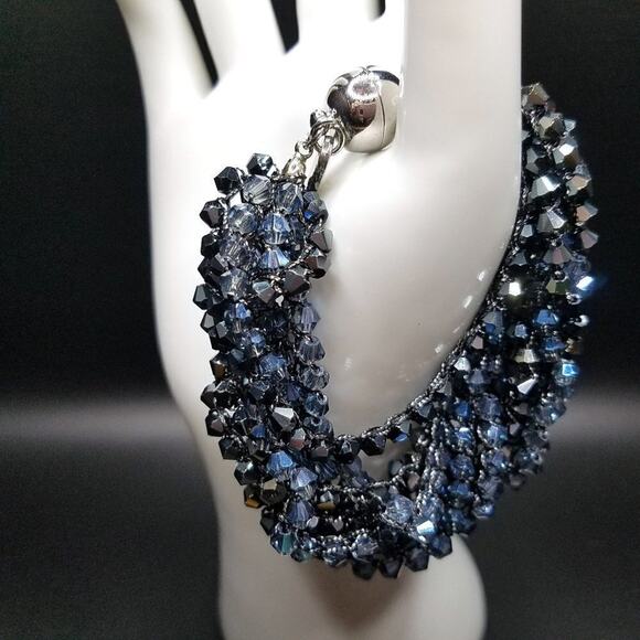 Stella and Ruby Small Faceted Crystal Bracelet, Multi Strands Magnetic Clasp, 8" - Picture 2 of 8